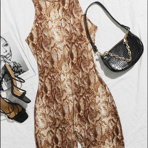 Mock Neck Snakeskin Romper